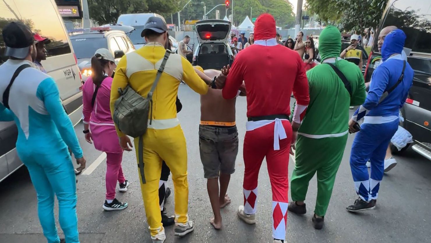 ‘It’s morphin’ time!’ Police disguised as Power Rangers patrol Carnival in São Paulo