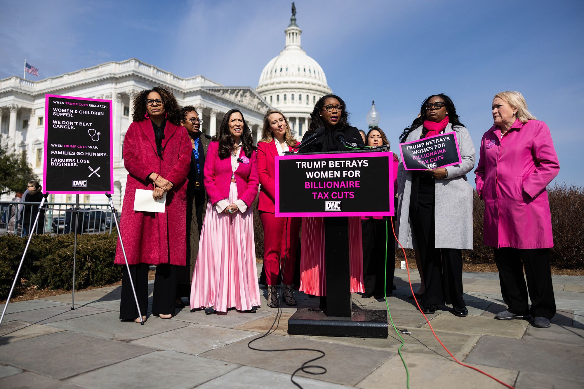 A protest in pink: Democrats respond to Trump’s speech through clothes